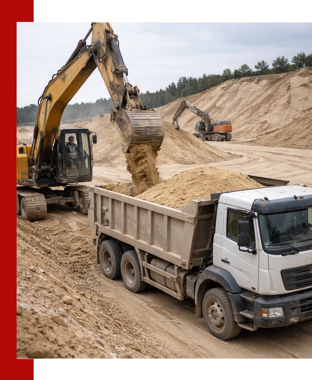 Доставка карьерного песка с самосвалами и разгрузкой в Назарове