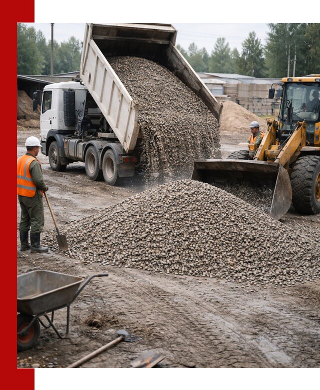 Мытый гравий с доставкой в Назарове от карьера до участка