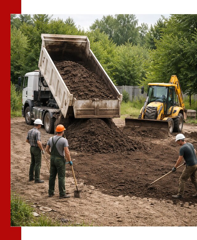 Доставка и укладка грунта для выравнивания участка в Назарове