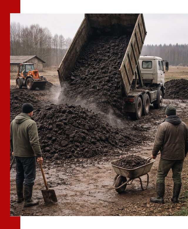 Доставка низинного торфа с разгрузкой и доставкой в Назарове