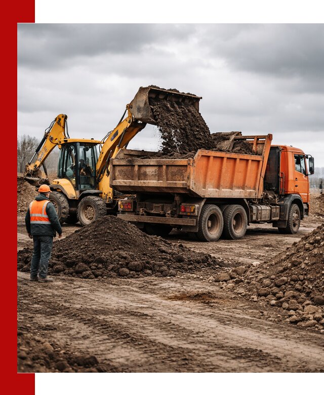 Вывоз грунта и строительного мусора в Назарове грузовыми самосвалами