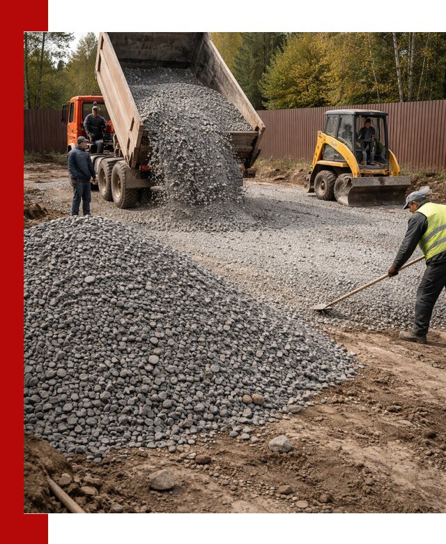 Отсыпка участка щебнем с доставкой и уплотнением в Назарове